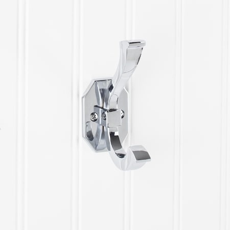 Elements 4-5/16" Polished Chrome Emerald Double Prong Wall Mounted Hook YD45-431PC